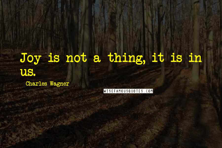 Charles Wagner Quotes: Joy is not a thing, it is in us.
