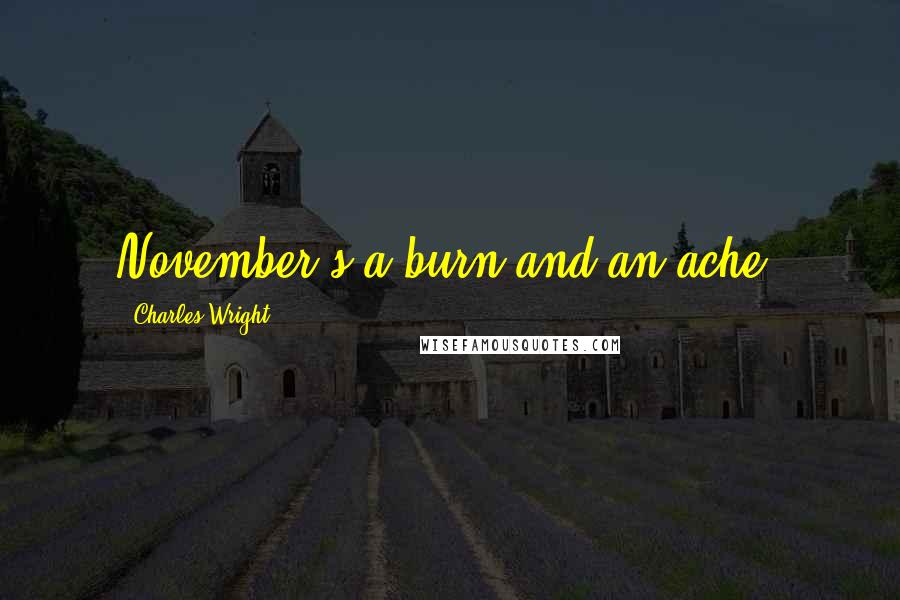 Charles Wright Quotes: November's a burn and an ache.