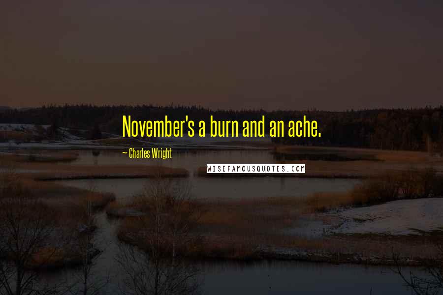 Charles Wright Quotes: November's a burn and an ache.