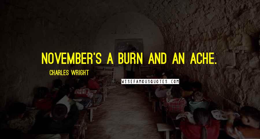 Charles Wright Quotes: November's a burn and an ache.