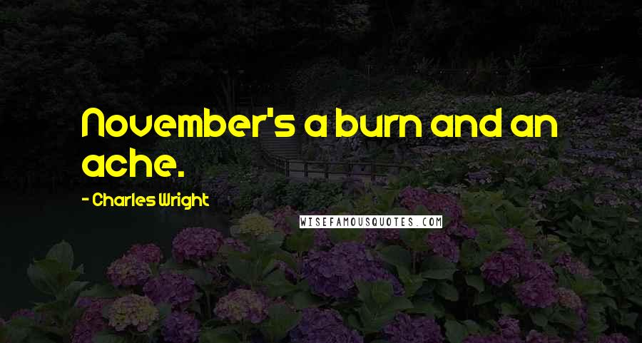 Charles Wright Quotes: November's a burn and an ache.