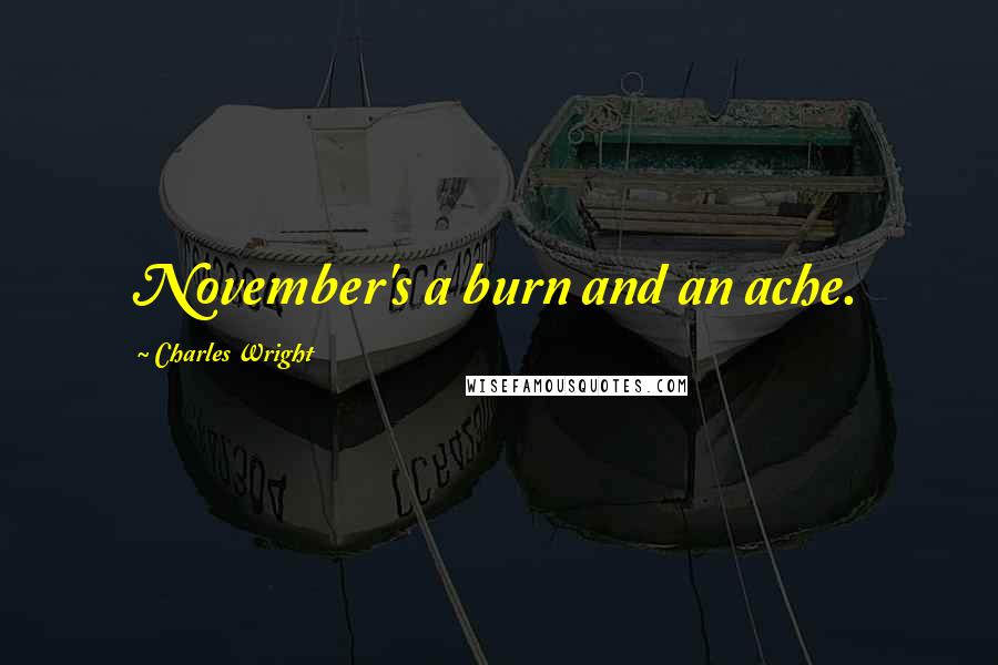 Charles Wright Quotes: November's a burn and an ache.