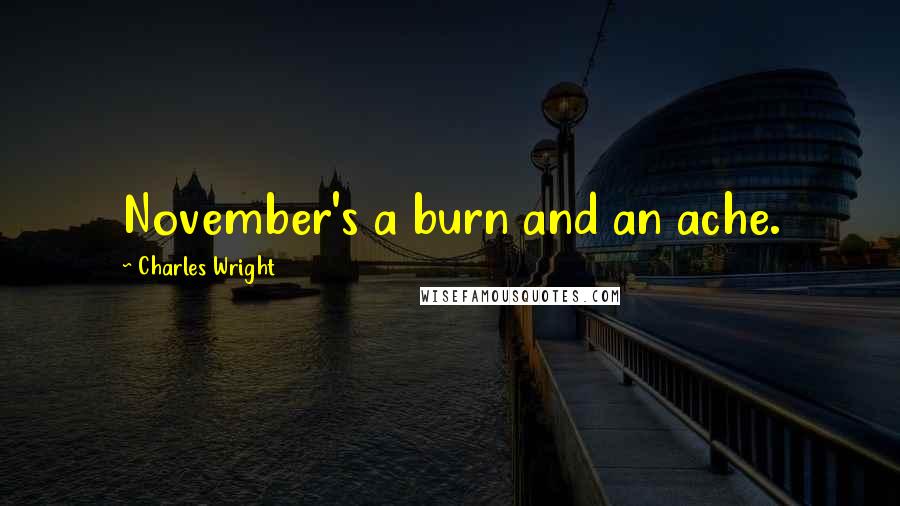 Charles Wright Quotes: November's a burn and an ache.