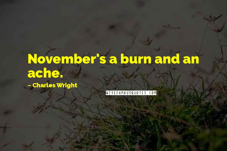 Charles Wright Quotes: November's a burn and an ache.