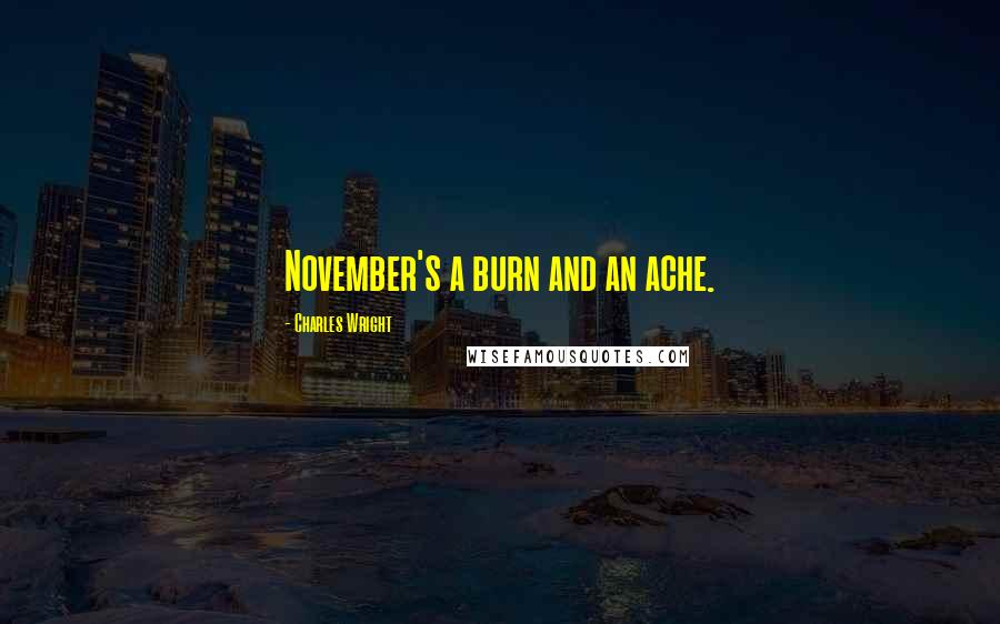 Charles Wright Quotes: November's a burn and an ache.