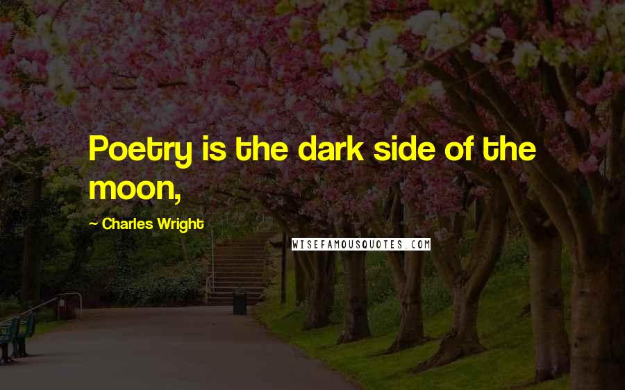 Charles Wright Quotes: Poetry is the dark side of the moon,