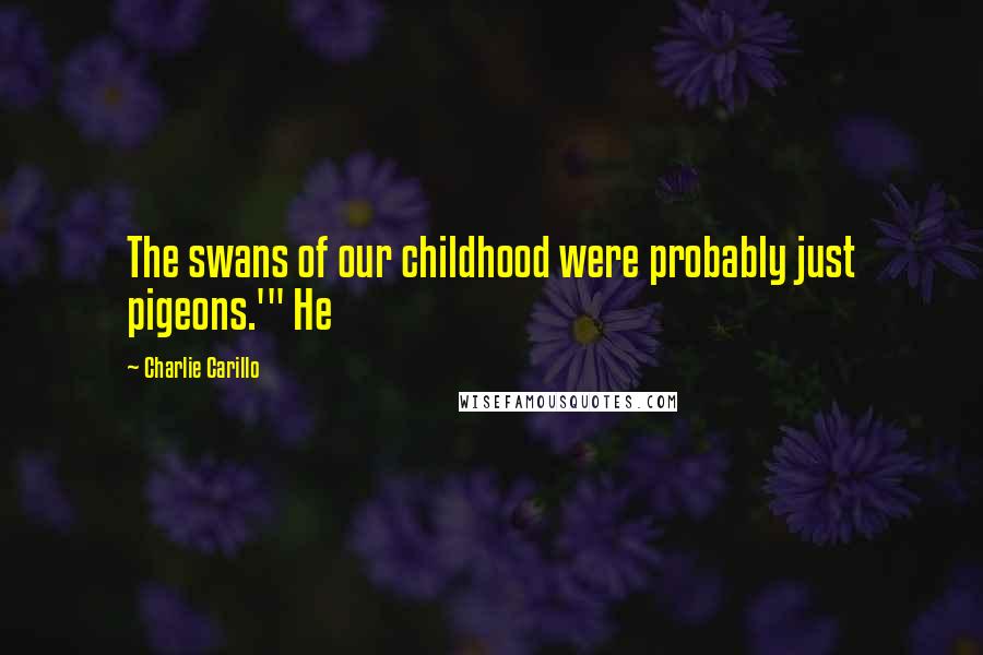 Charlie Carillo Quotes: The swans of our childhood were probably just pigeons.'" He