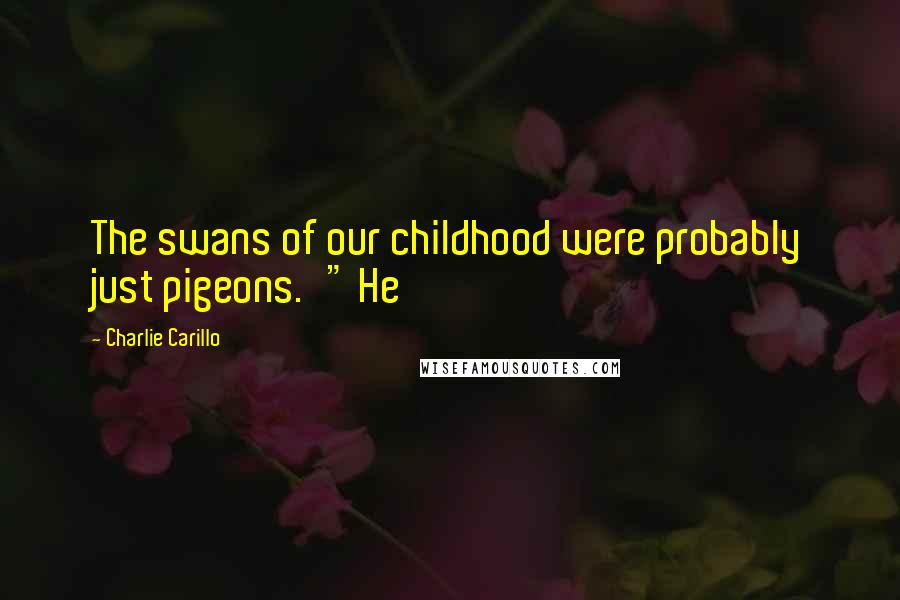 Charlie Carillo Quotes: The swans of our childhood were probably just pigeons.'" He