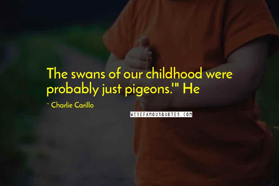 Charlie Carillo Quotes: The swans of our childhood were probably just pigeons.'" He