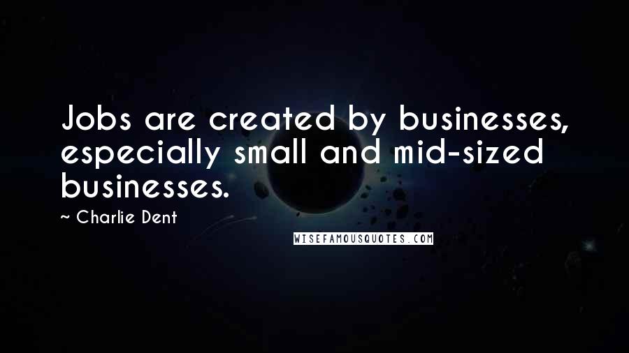Charlie Dent Quotes: Jobs are created by businesses, especially small and mid-sized businesses.