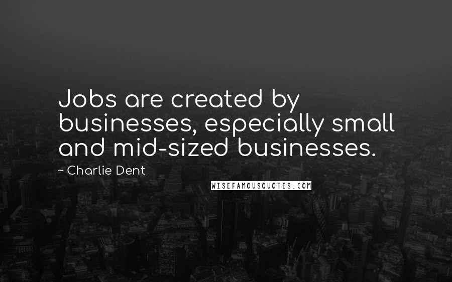 Charlie Dent Quotes: Jobs are created by businesses, especially small and mid-sized businesses.