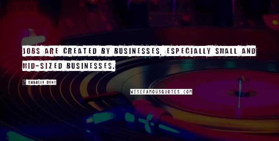 Charlie Dent Quotes: Jobs are created by businesses, especially small and mid-sized businesses.