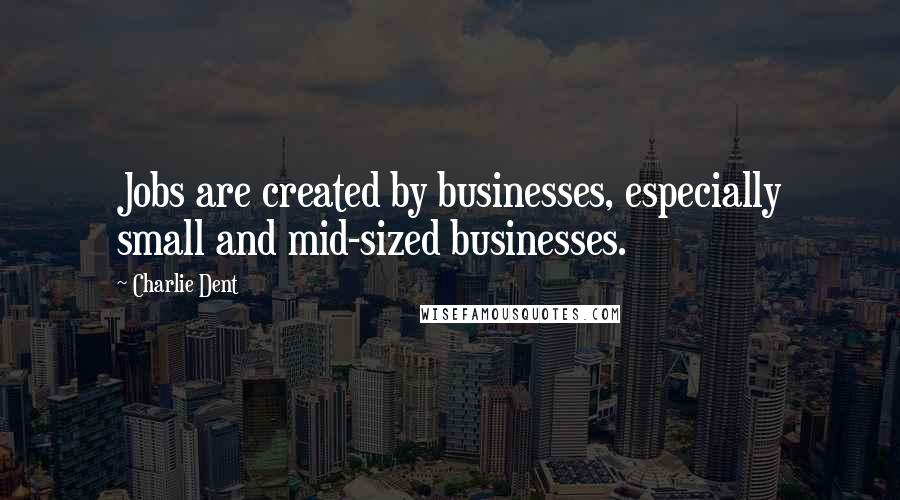 Charlie Dent Quotes: Jobs are created by businesses, especially small and mid-sized businesses.