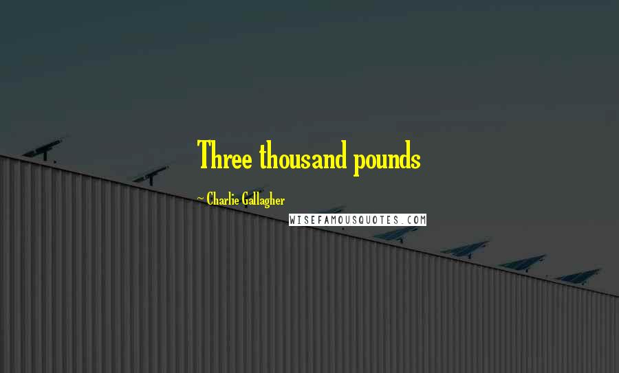 Charlie Gallagher Quotes: Three thousand pounds