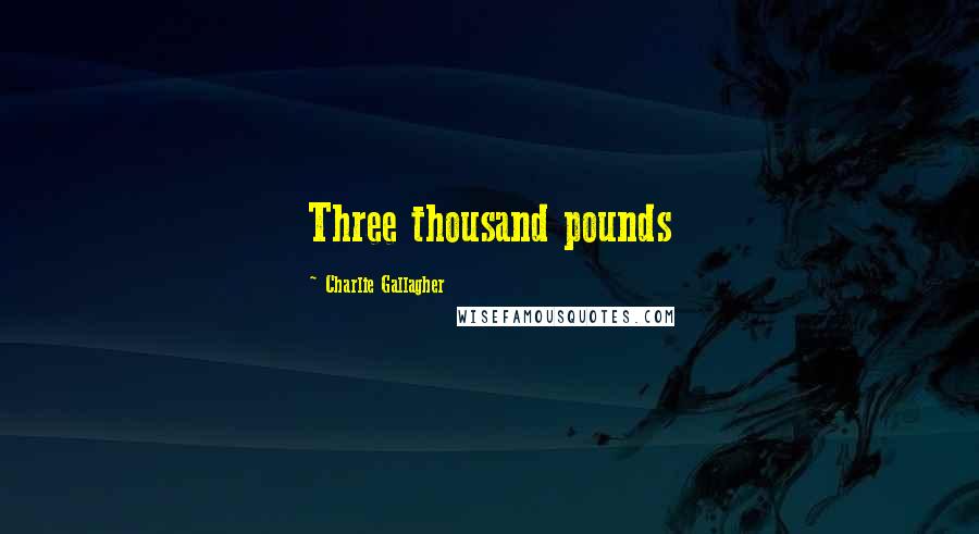 Charlie Gallagher Quotes: Three thousand pounds