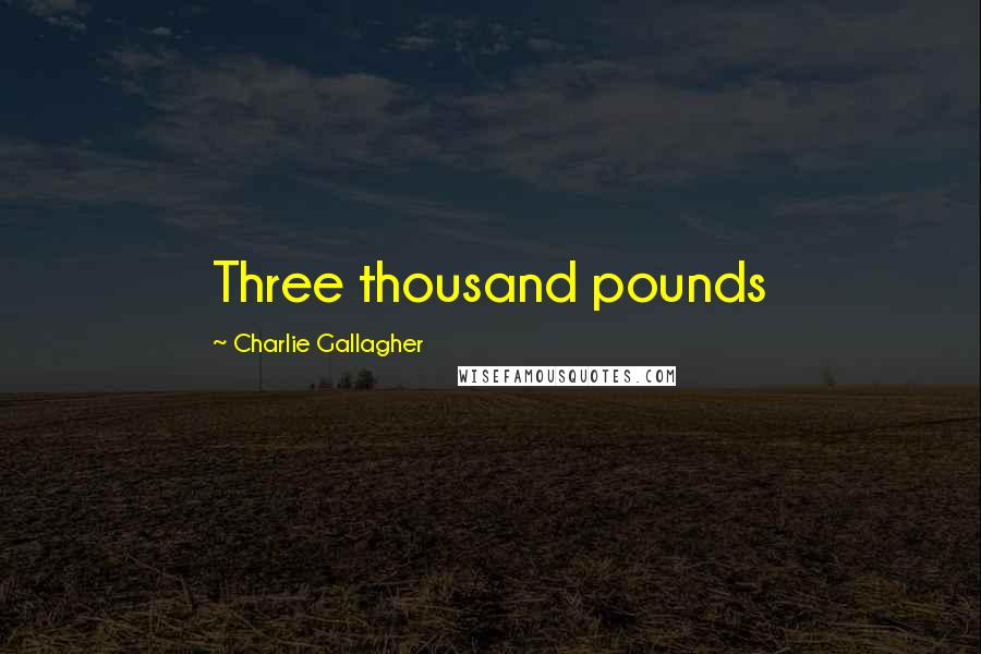 Charlie Gallagher Quotes: Three thousand pounds