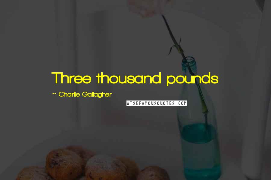 Charlie Gallagher Quotes: Three thousand pounds