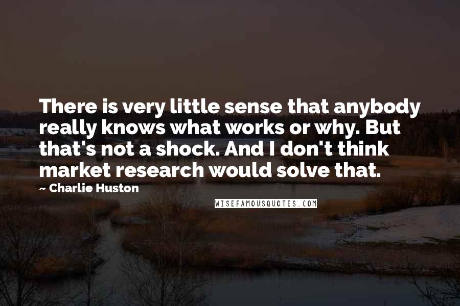 Charlie Huston Quotes: There is very little sense that anybody really knows what works or why. But that's not a shock. And I don't think market research would solve that.