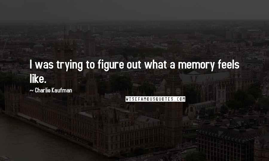 Charlie Kaufman Quotes: I was trying to figure out what a memory feels like.