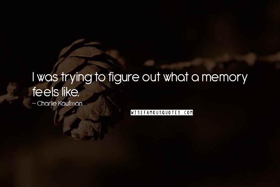 Charlie Kaufman Quotes: I was trying to figure out what a memory feels like.