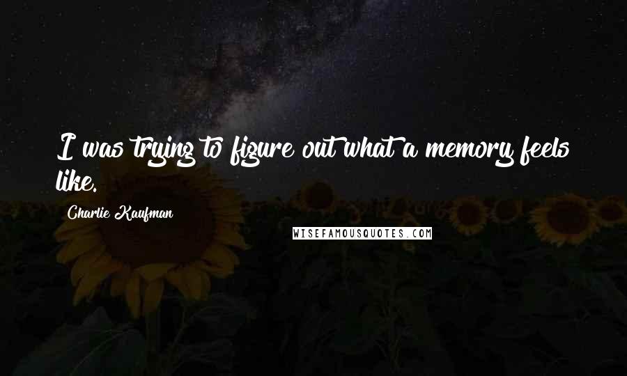 Charlie Kaufman Quotes: I was trying to figure out what a memory feels like.