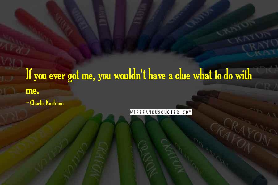 Charlie Kaufman Quotes: If you ever got me, you wouldn't have a clue what to do with me.