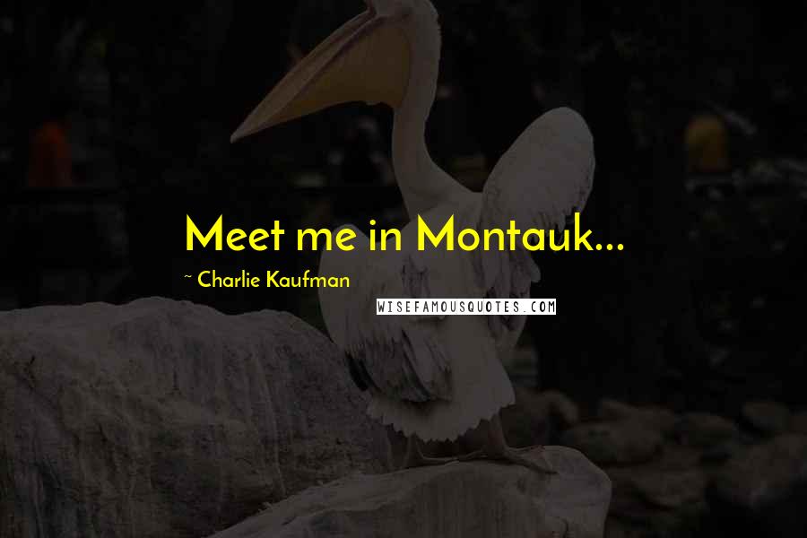 Charlie Kaufman Quotes: Meet me in Montauk...