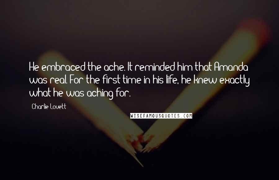 Charlie Lovett Quotes: He embraced the ache. It reminded him that Amanda was real. For the first time in his life, he knew exactly what he was aching for.