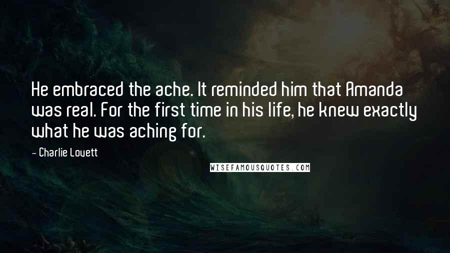 Charlie Lovett Quotes: He embraced the ache. It reminded him that Amanda was real. For the first time in his life, he knew exactly what he was aching for.