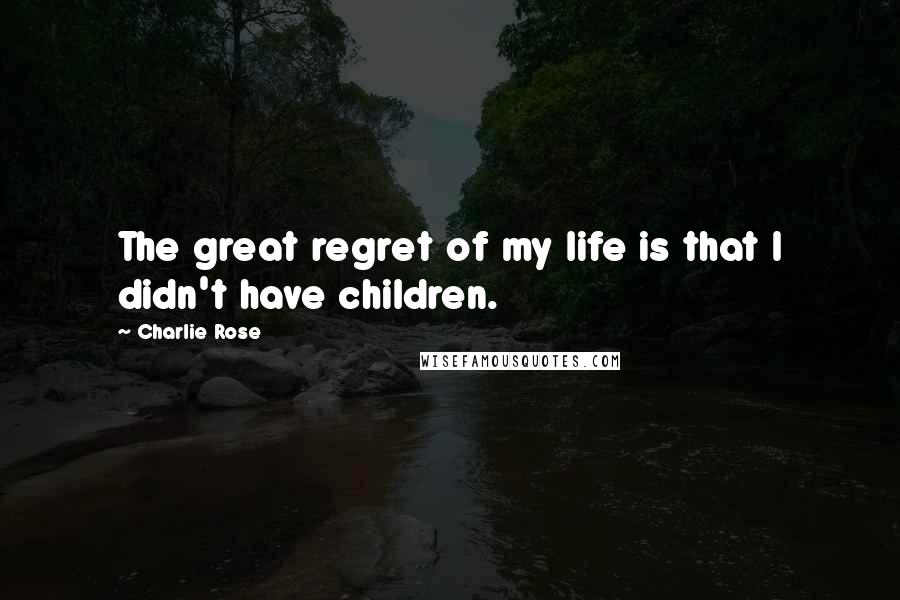 Charlie Rose Quotes: The great regret of my life is that I didn't have children.