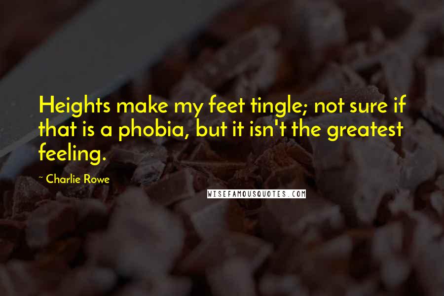 Charlie Rowe Quotes: Heights make my feet tingle; not sure if that is a phobia, but it isn't the greatest feeling.