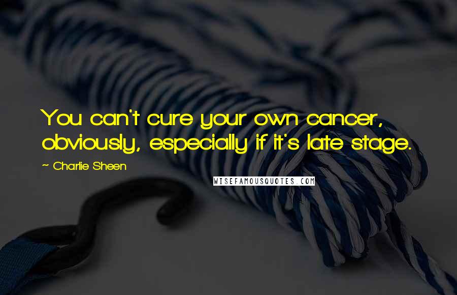 Charlie Sheen Quotes: You can't cure your own cancer, obviously, especially if it's late stage.