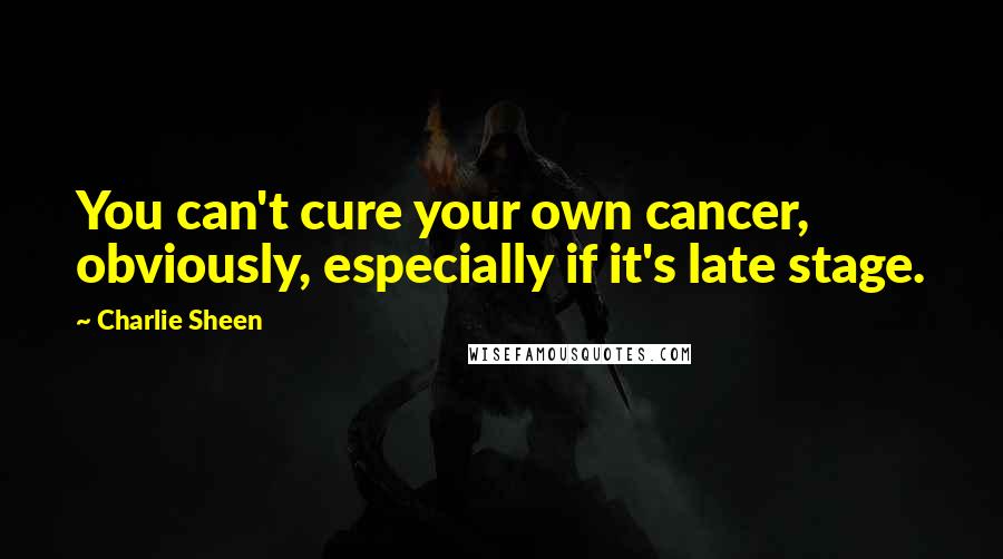 Charlie Sheen Quotes: You can't cure your own cancer, obviously, especially if it's late stage.