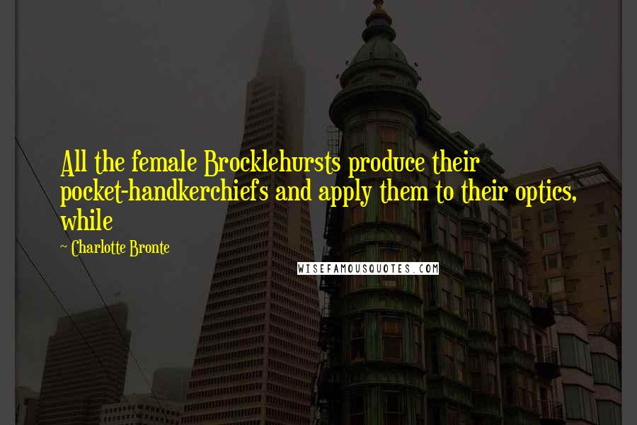 Charlotte Bronte Quotes: All the female Brocklehursts produce their pocket-handkerchiefs and apply them to their optics, while