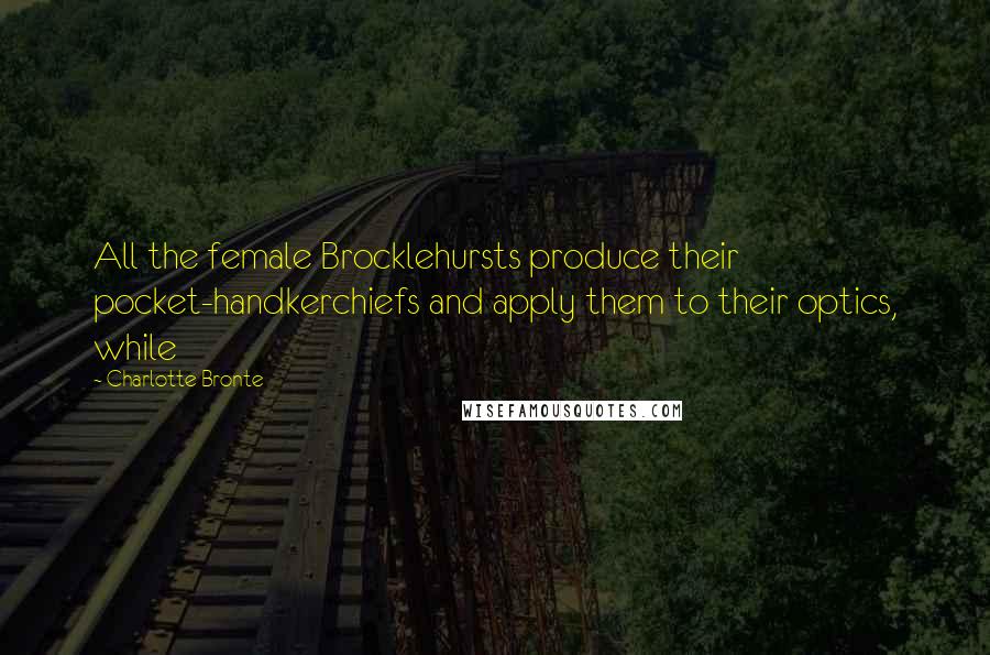 Charlotte Bronte Quotes: All the female Brocklehursts produce their pocket-handkerchiefs and apply them to their optics, while