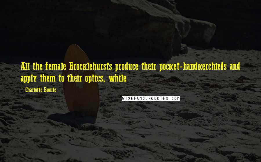 Charlotte Bronte Quotes: All the female Brocklehursts produce their pocket-handkerchiefs and apply them to their optics, while