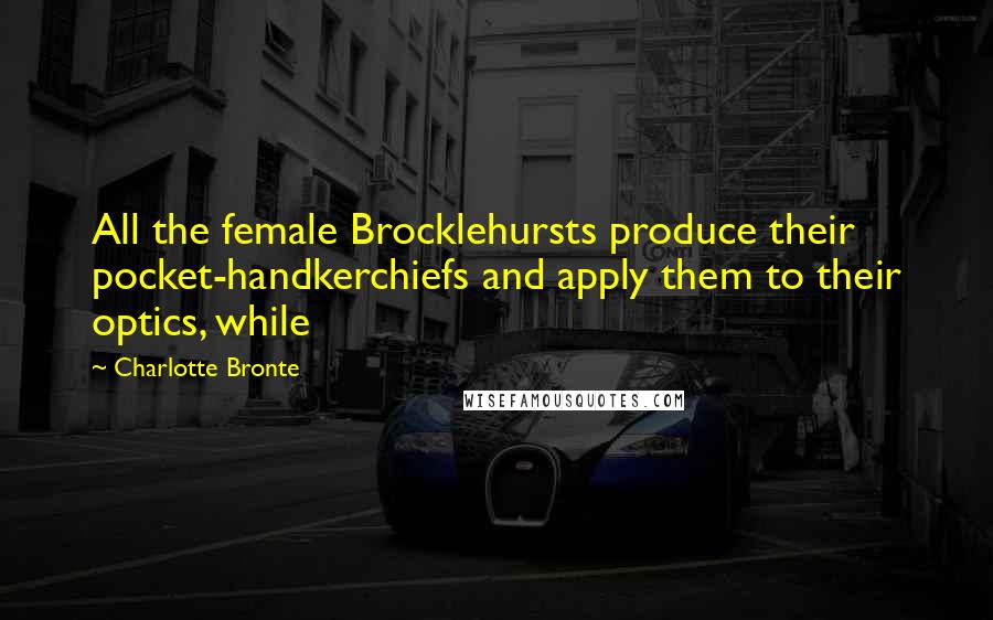 Charlotte Bronte Quotes: All the female Brocklehursts produce their pocket-handkerchiefs and apply them to their optics, while