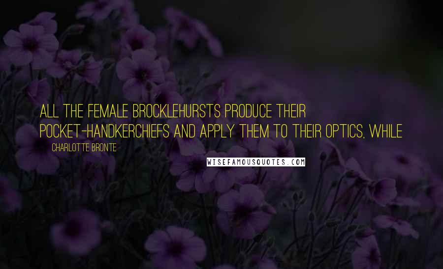 Charlotte Bronte Quotes: All the female Brocklehursts produce their pocket-handkerchiefs and apply them to their optics, while