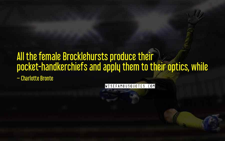 Charlotte Bronte Quotes: All the female Brocklehursts produce their pocket-handkerchiefs and apply them to their optics, while