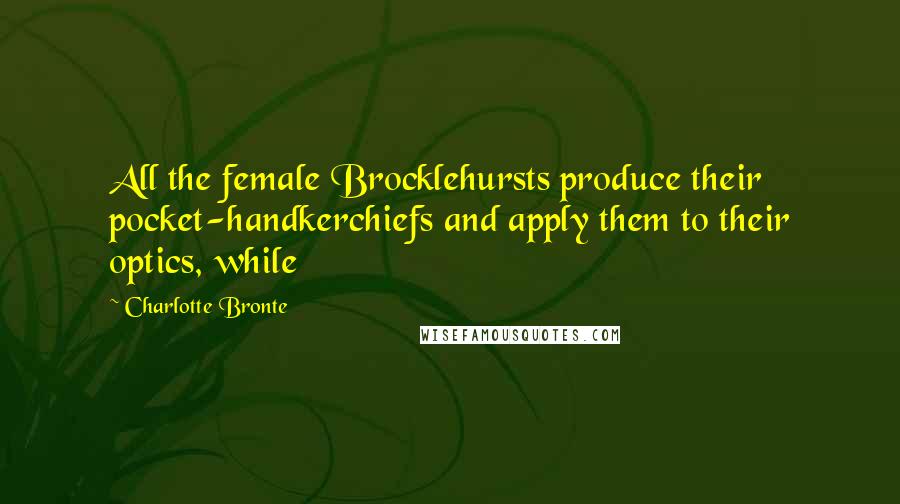 Charlotte Bronte Quotes: All the female Brocklehursts produce their pocket-handkerchiefs and apply them to their optics, while