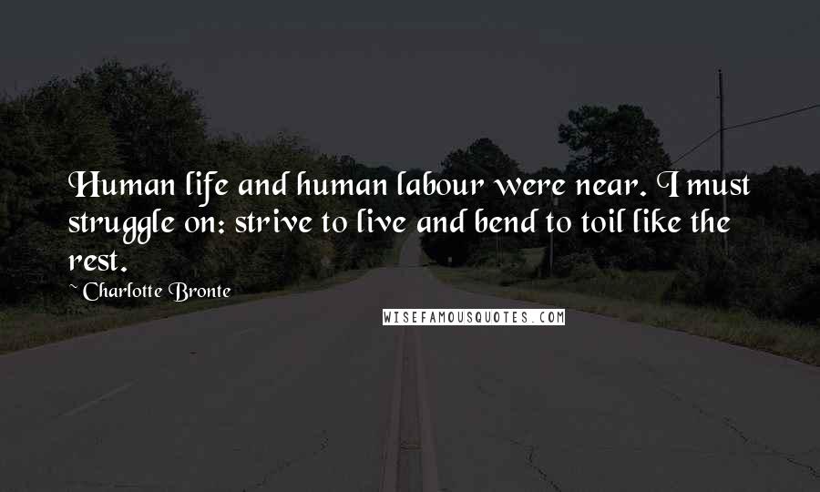 Charlotte Bronte Quotes: Human life and human labour were near. I must struggle on: strive to live and bend to toil like the rest.