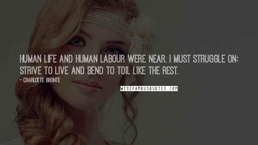Charlotte Bronte Quotes: Human life and human labour were near. I must struggle on: strive to live and bend to toil like the rest.