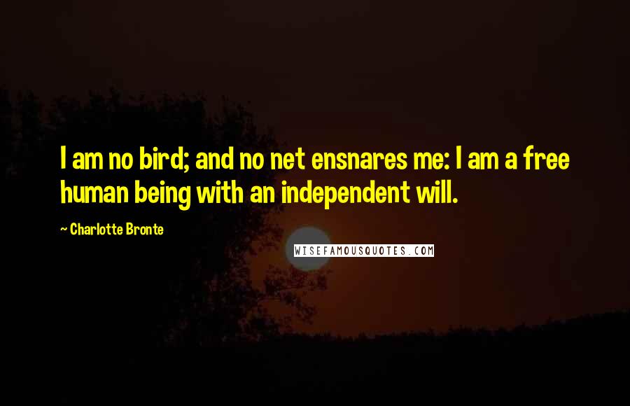 Charlotte Bronte Quotes: I am no bird; and no net ensnares me: I am a free human being with an independent will.