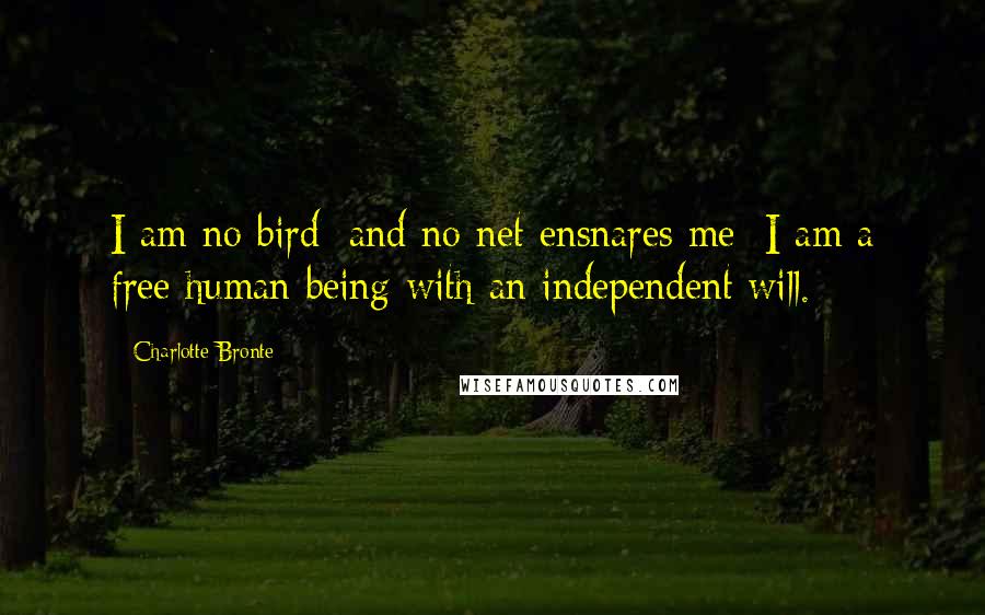 Charlotte Bronte Quotes: I am no bird; and no net ensnares me: I am a free human being with an independent will.