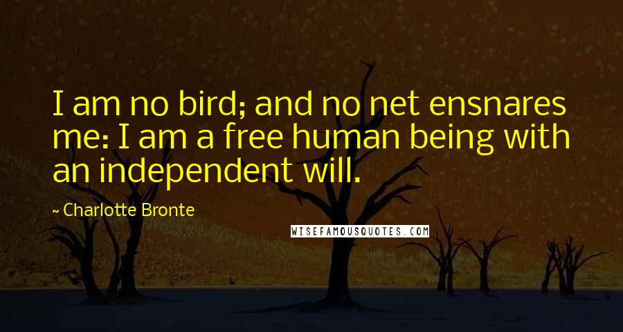 Charlotte Bronte Quotes: I am no bird; and no net ensnares me: I am a free human being with an independent will.