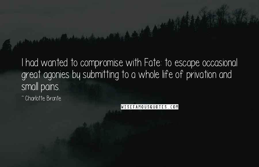 Charlotte Bronte Quotes: I had wanted to compromise with Fate: to escape occasional great agonies by submitting to a whole life of privation and small pains.