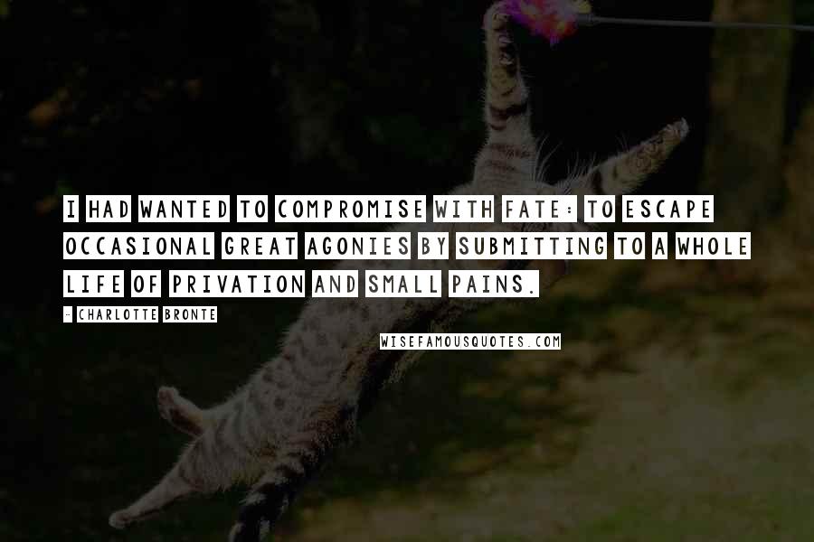 Charlotte Bronte Quotes: I had wanted to compromise with Fate: to escape occasional great agonies by submitting to a whole life of privation and small pains.