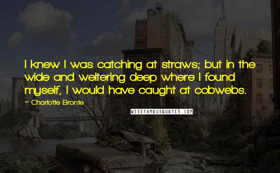 Charlotte Bronte Quotes: I knew I was catching at straws; but in the wide and weltering deep where I found myself, I would have caught at cobwebs.