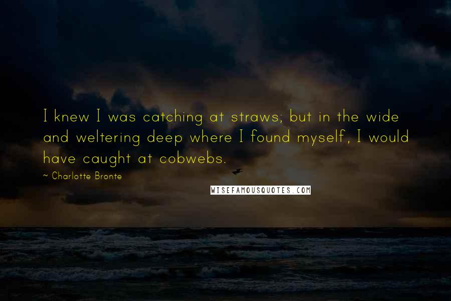 Charlotte Bronte Quotes: I knew I was catching at straws; but in the wide and weltering deep where I found myself, I would have caught at cobwebs.