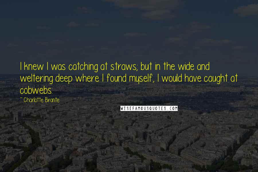 Charlotte Bronte Quotes: I knew I was catching at straws; but in the wide and weltering deep where I found myself, I would have caught at cobwebs.